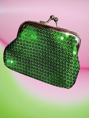 Green Sequins Coin Purse Pouch